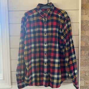 Woolrich Men's Plaid Shirt - Red, Yellow, and Black size large